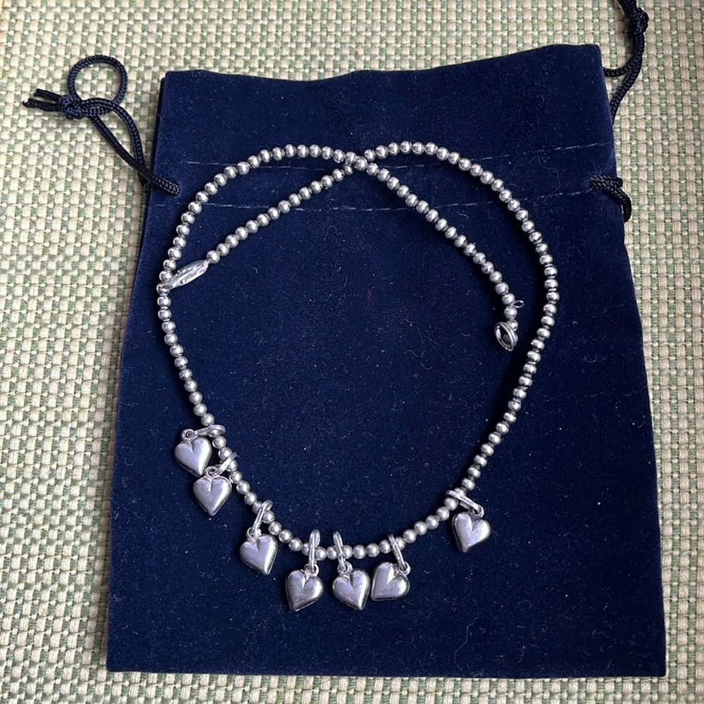 REAL 925 SILVER heart choker/short necklace, beautiful perfect condition vintage